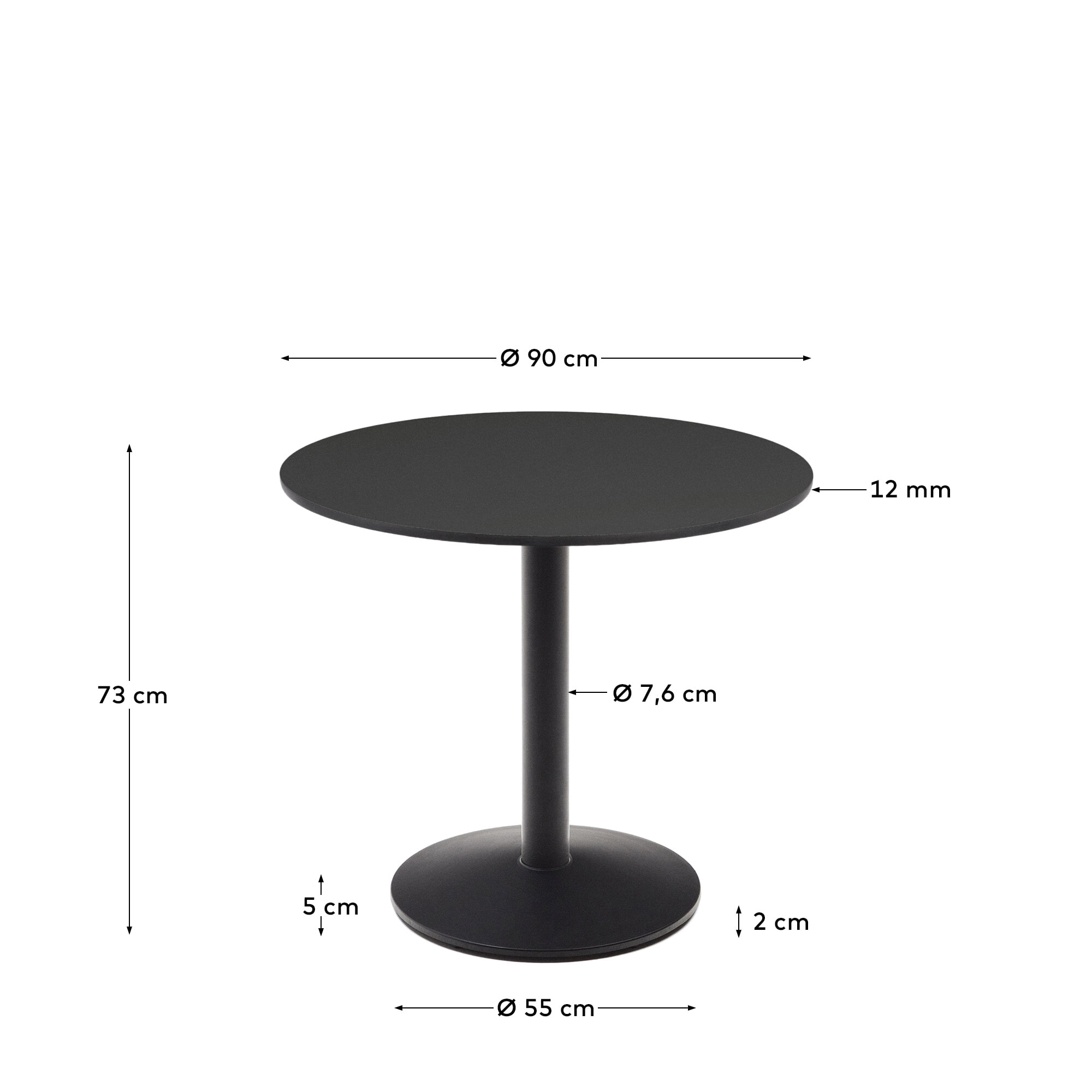 Kave Home Ronde Bistrotafel 'Esilda' 90cm, kleur Zwart