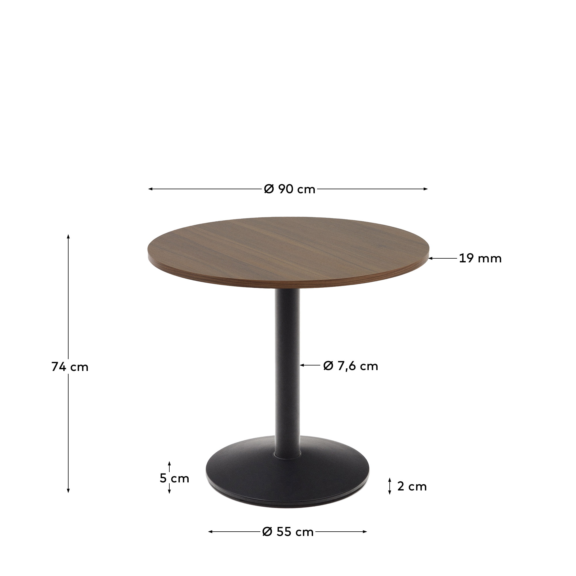 Kave Home Ronde Bistrotafel 'Esilda' 90cm, kleur Bruin