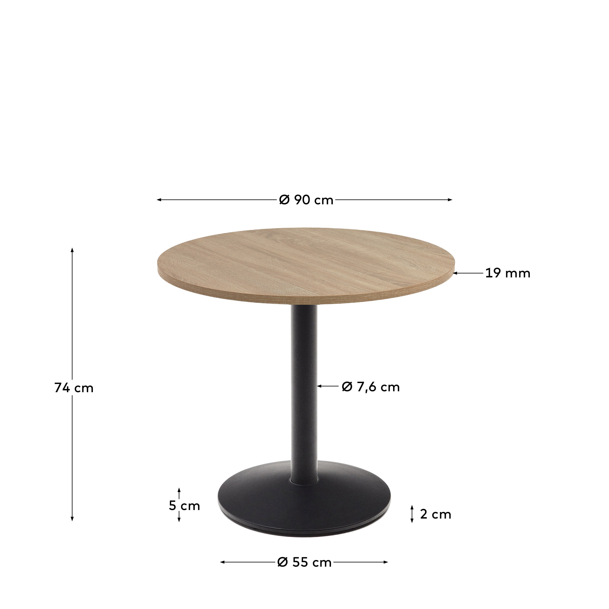 Kave Home Ronde Bistrotafel 'Esilda' 90cm, kleur Naturel