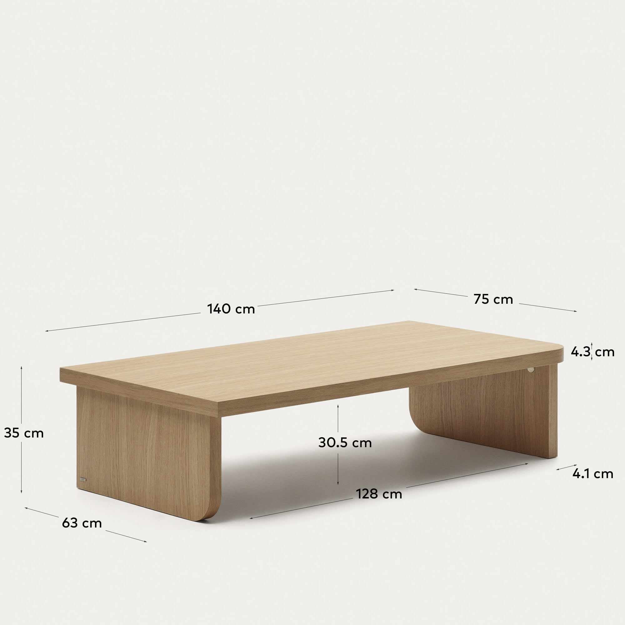 Kave Home Salontafel 'Oaq' Set van 2 stuks, Eiken
