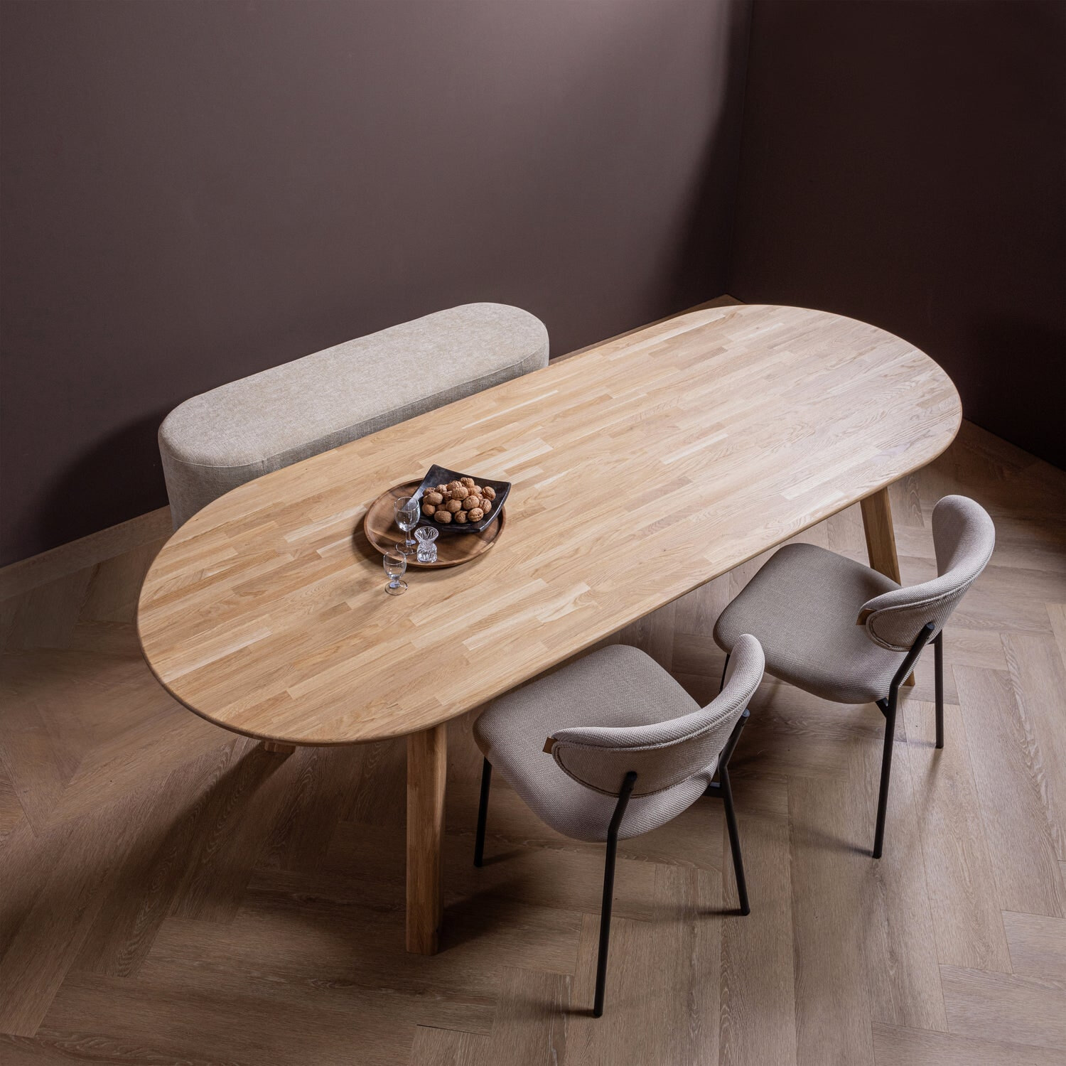 WOOOD Halbank 'Jacob' Chenille, kleur Naturel