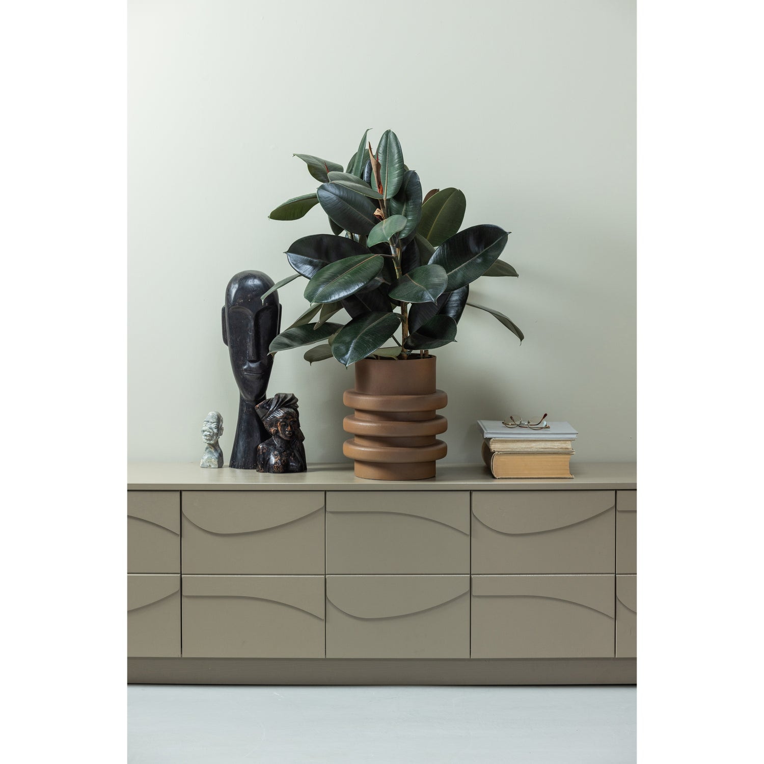 WOOOD TV-meubel 'Teo' Grenenhout, 180cm, kleur Mud