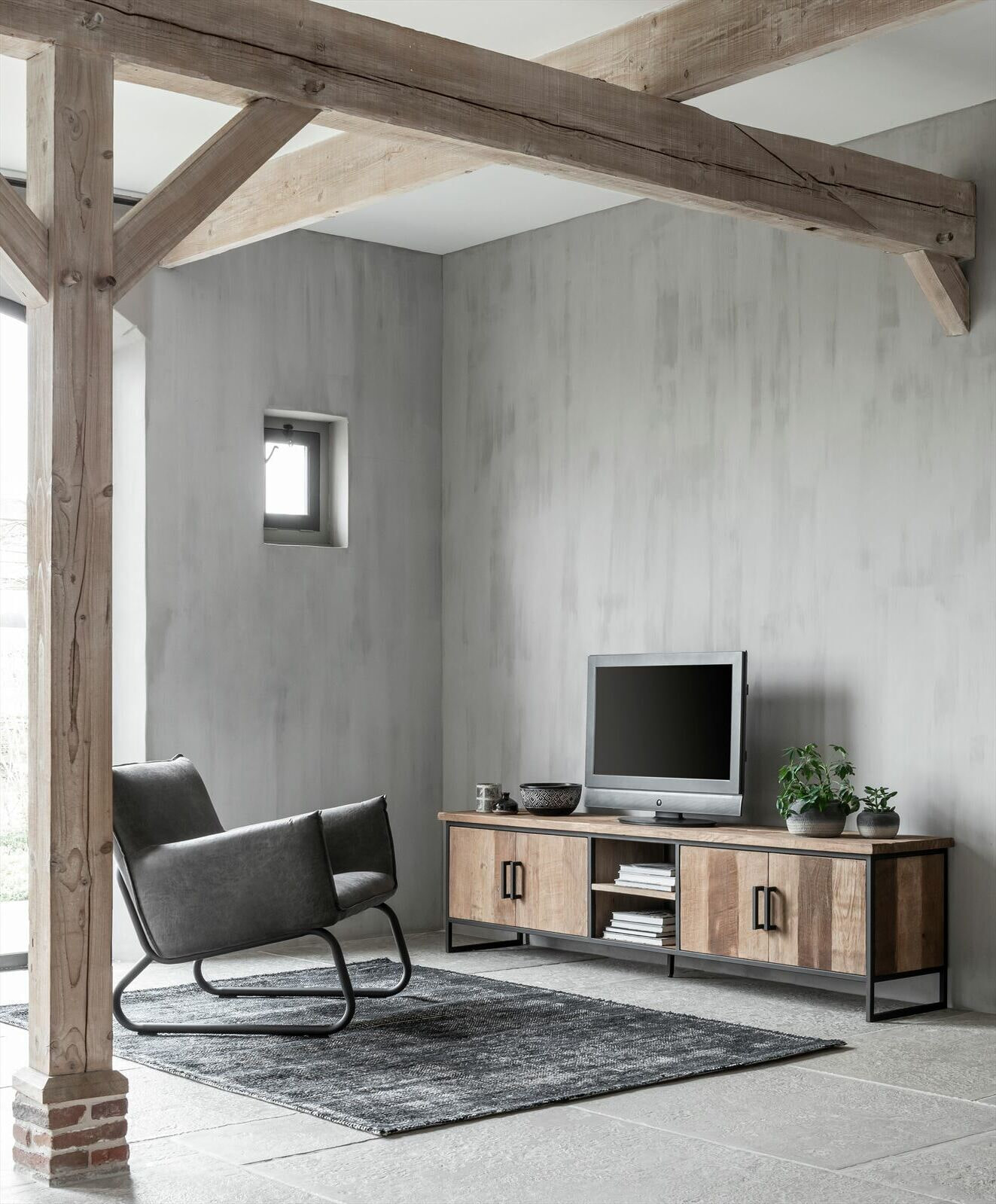 DTP Home TV-meubel 'Beam' Teakhout, 220cm, kleur Naturel
