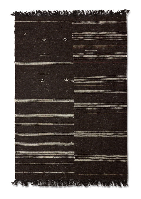 HKliving Vloerkleed Striped Wol, 150 x 240cm - Bruin