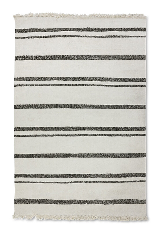 HKliving Vloerkleed Striped Wol, 200 x 300cm - Crème