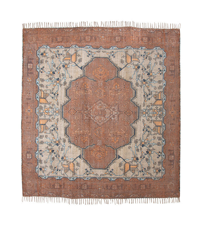 HKliving Vierkant Vloerkleed Printed 250 x 250cm - Terracotta