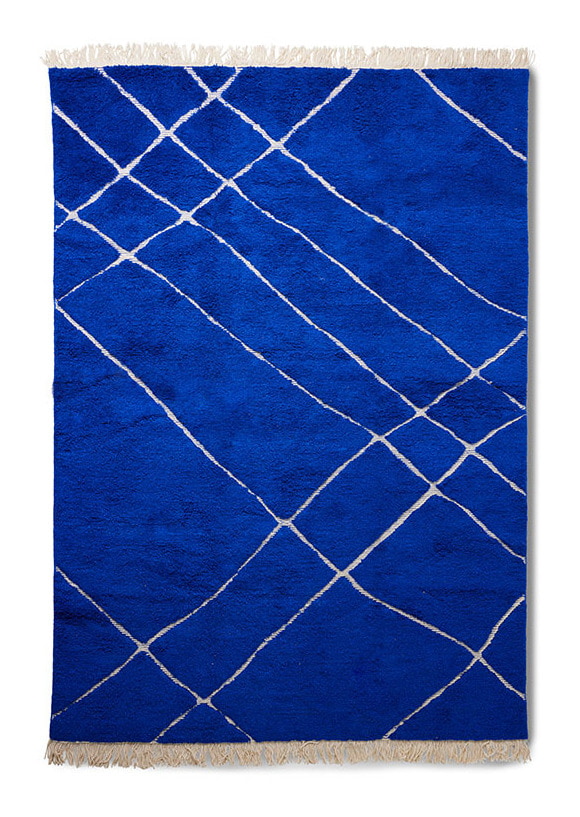 HKliving Vloerkleed Knotted Wol, 200 x 300cm - Kobaltblauw