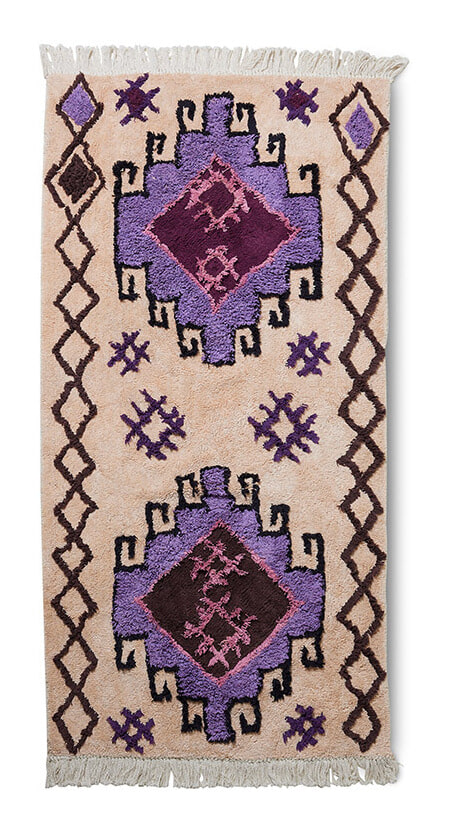 HKliving Badmat Bohemian Katoen, 90 x 175cm - Paars