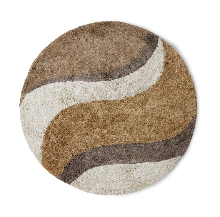 HKliving Badmat Bath Katoen, Ø120cm - NATUREL - Rond