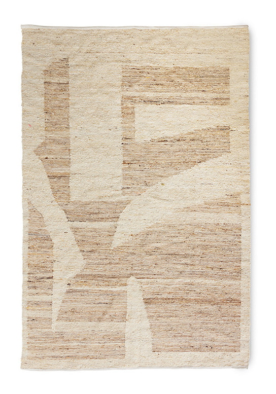 HKliving Vloerkleed Woolen Wol, 180 x 280cm - Crème
