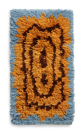 HKliving Vloerkleed Funk Wol, 60 x 115cm - Blauw,Oranje
