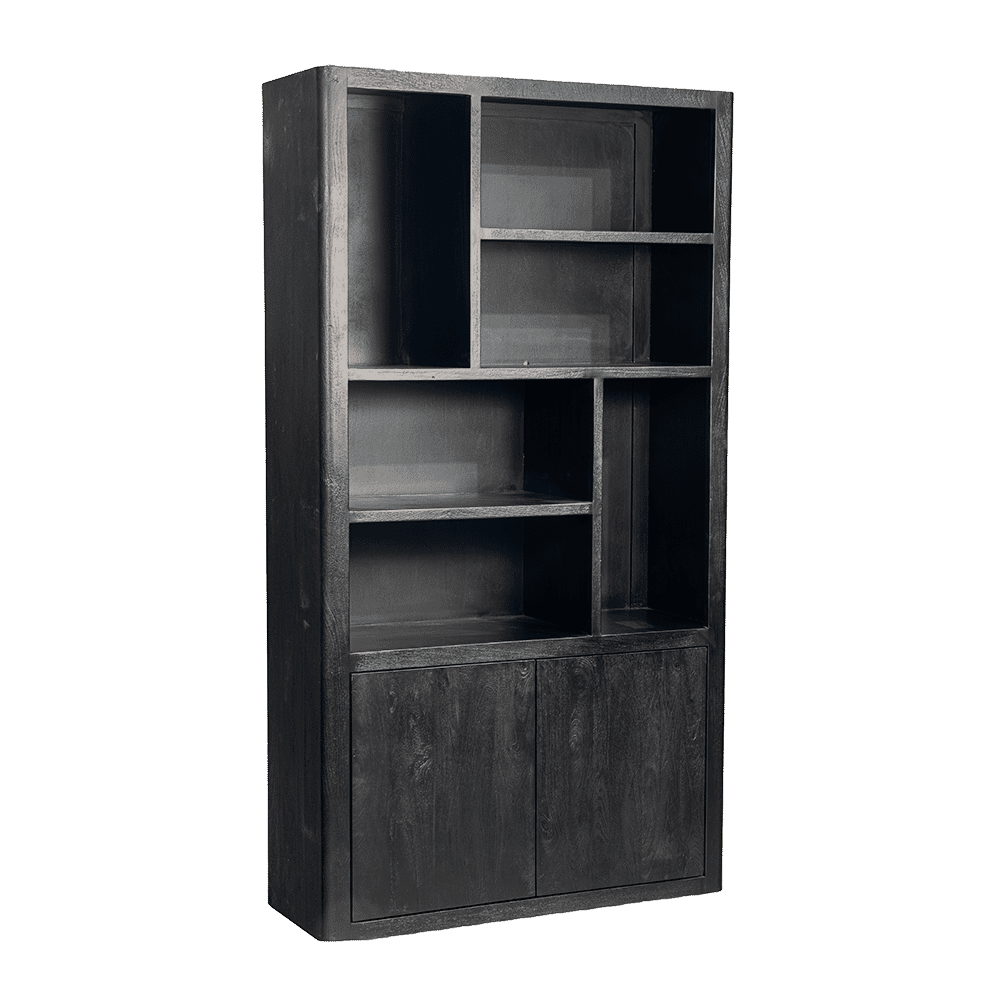 Tower Living Boekenkast Tenna Mangohout, 220 x 120cm - Zwart