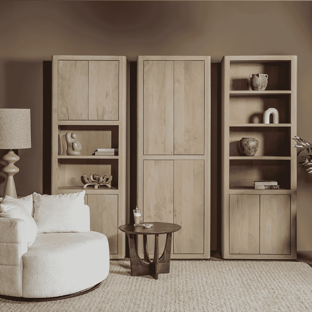 Tower Living Boekenkast 'Tenna' Mangohout, 220 x 80cm, kleur Naturel