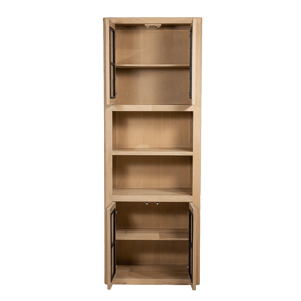 Tower Living Opbergkast 'Tenna' Mangohout, Met 2 open vakken, 220 x 80cm, kleur Naturel