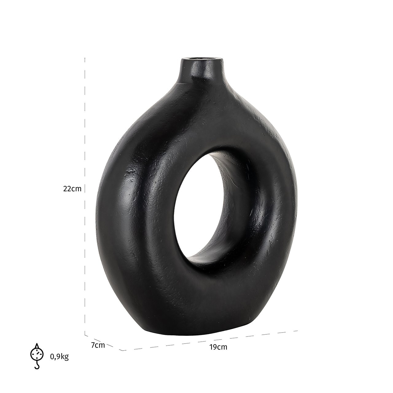 Richmond Vaas 'Felice' 22cm hoog, kleur Zwart