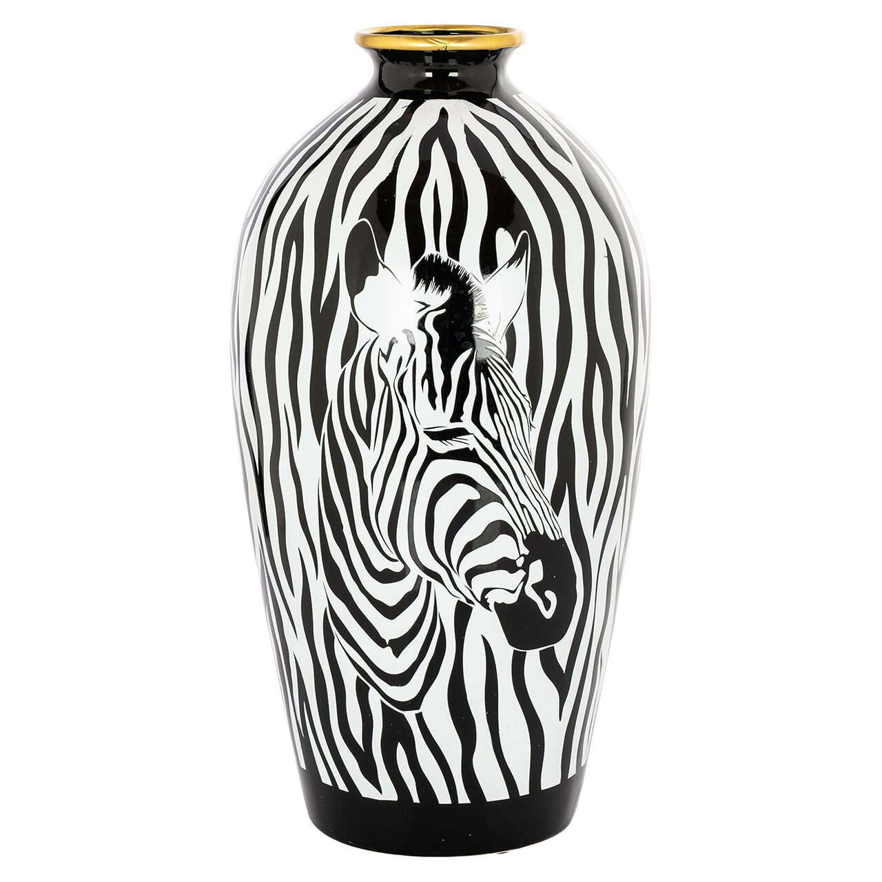 Richmond Vaas Lizia Zebraprint - Zwart