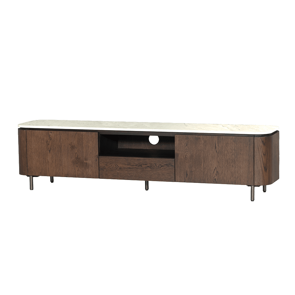 Tower Living TV-Meubel Venzone Travertinlook en eiken, 185cm - Bruin