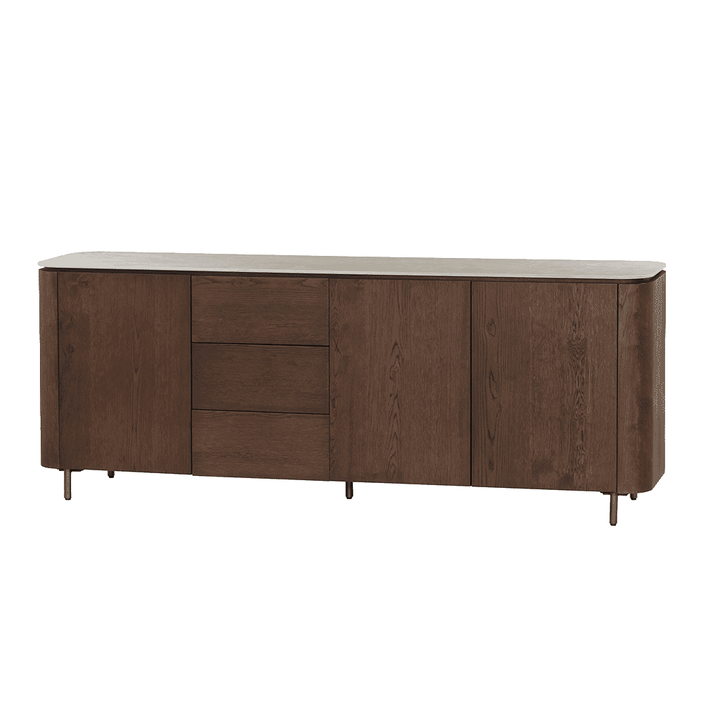Tower Living Dressoir Venzone Travertinlook en eiken, 210cm - Donkerbruin