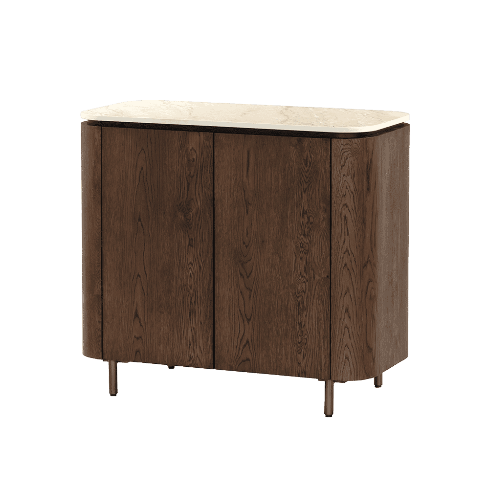 Tower Living Dressoir Venzone Travertinlook en eiken, 90cm - Donkerbruin