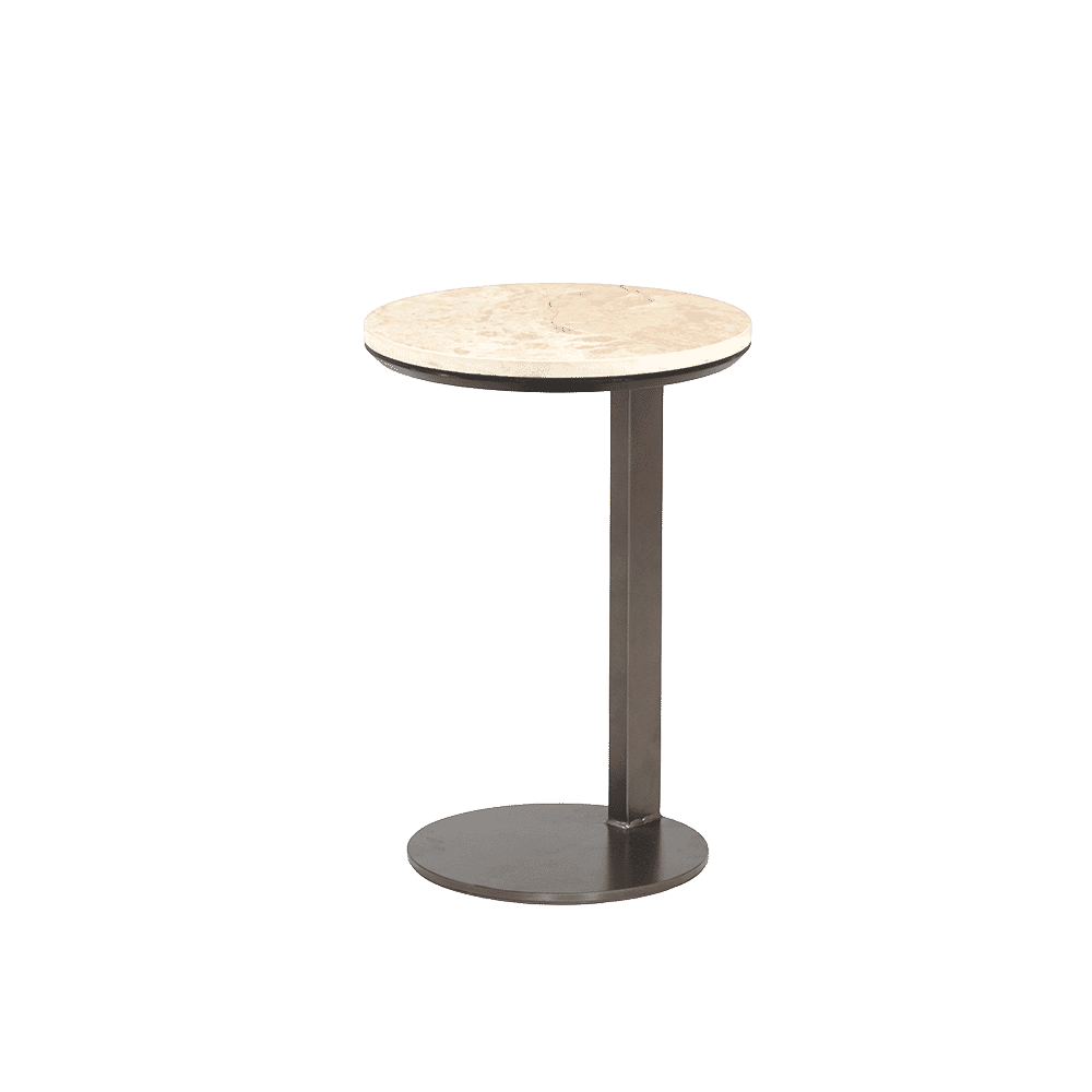 Tower Living Ronde Laptoptafel Venzone Travertinlook & Anodic Brown, Ø35cm