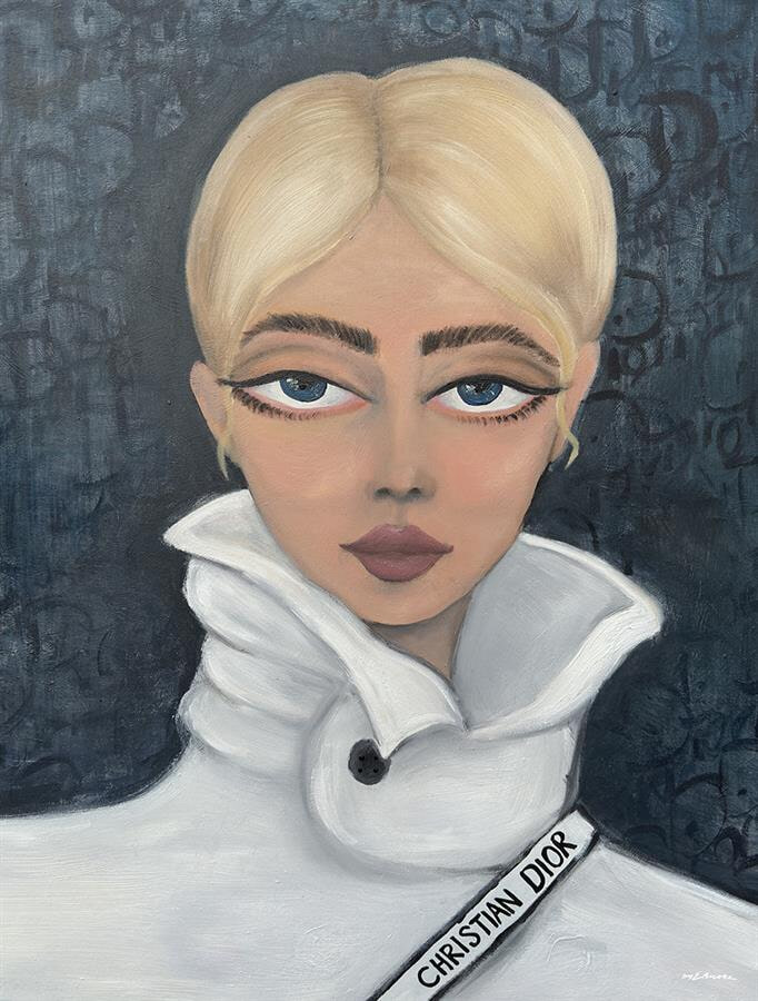 Urban Cotton Wandkleed 'Lady in the white coat Medium' 110 x 145cm