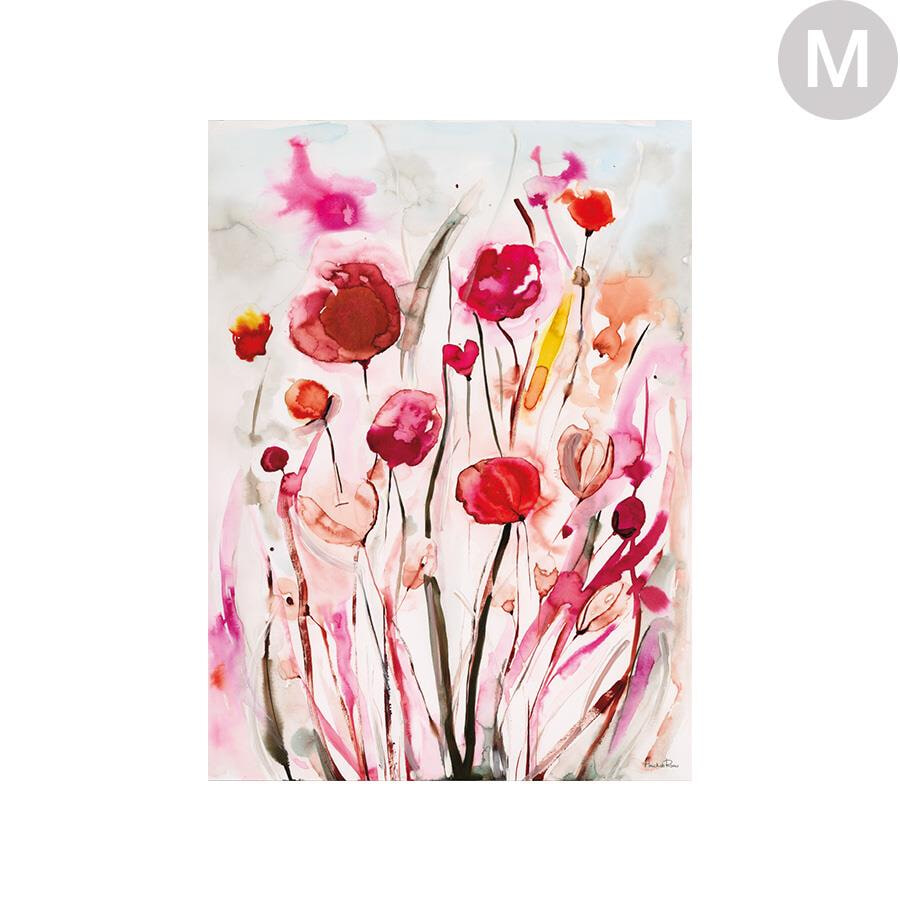 Urban Cotton Wandkleed 'Spring Flowers' in zwart frame, Medium, 110 x 145cm