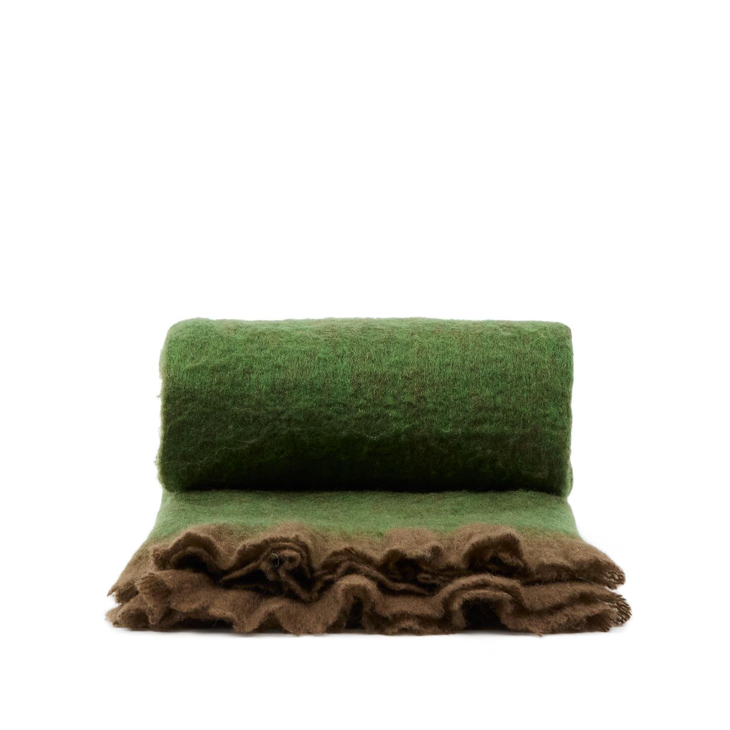 Kave Home Plaid Odelna Wolmix, 130 x 170cm - Groen