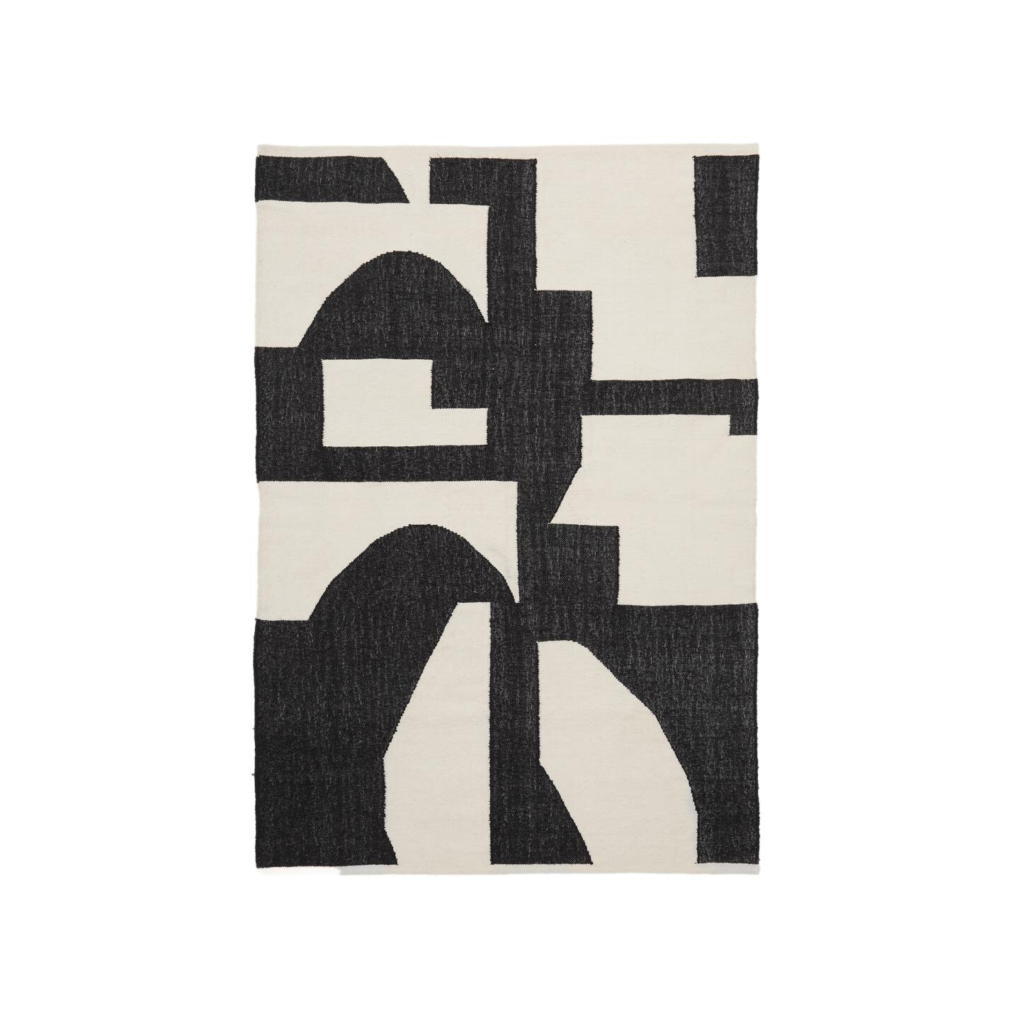 Kave Home - Tapijt Sotty van zwart en wit katoen 160 x 230 cm