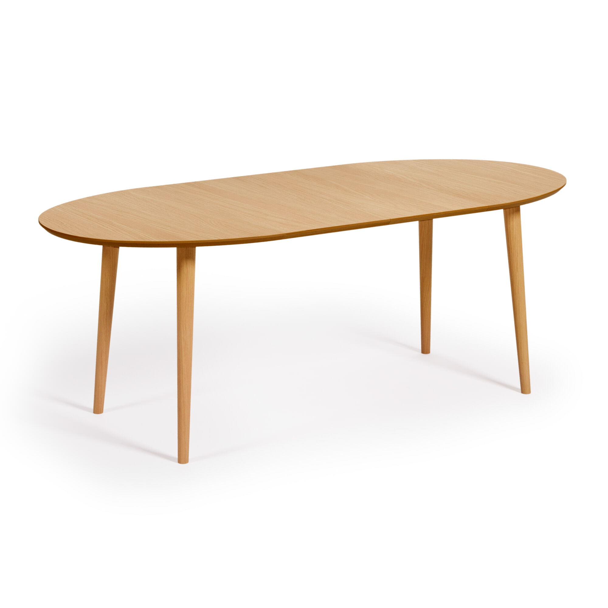 Kave Home Uitschuifbare Ovale Eettafel 'Oqui' 120 - 200 x 90cm, kleur Eiken Naturel
