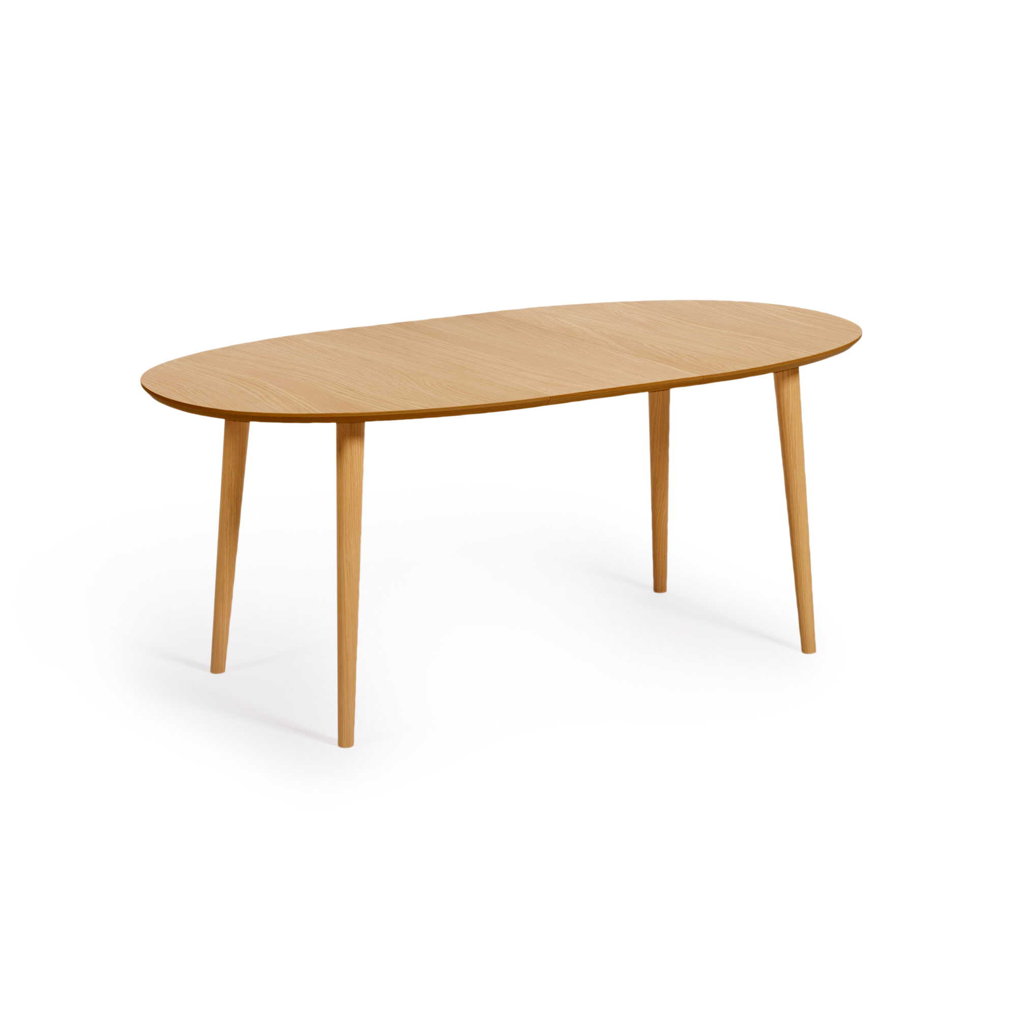 Kave Home Uitschuifbare Ovale Eettafel 'Oqui' 140 - 220 x 90cm, kleur Eiken Naturel