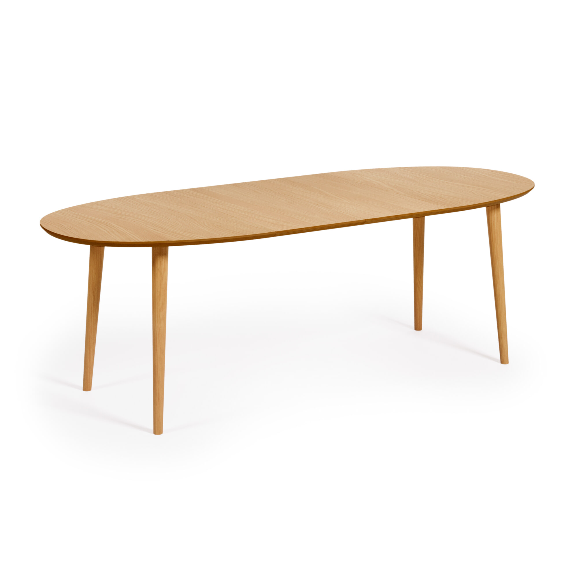 Kave Home Uitschuifbare Ovale Eettafel 'Oqui' 140 - 220 x 90cm, kleur Eiken Naturel