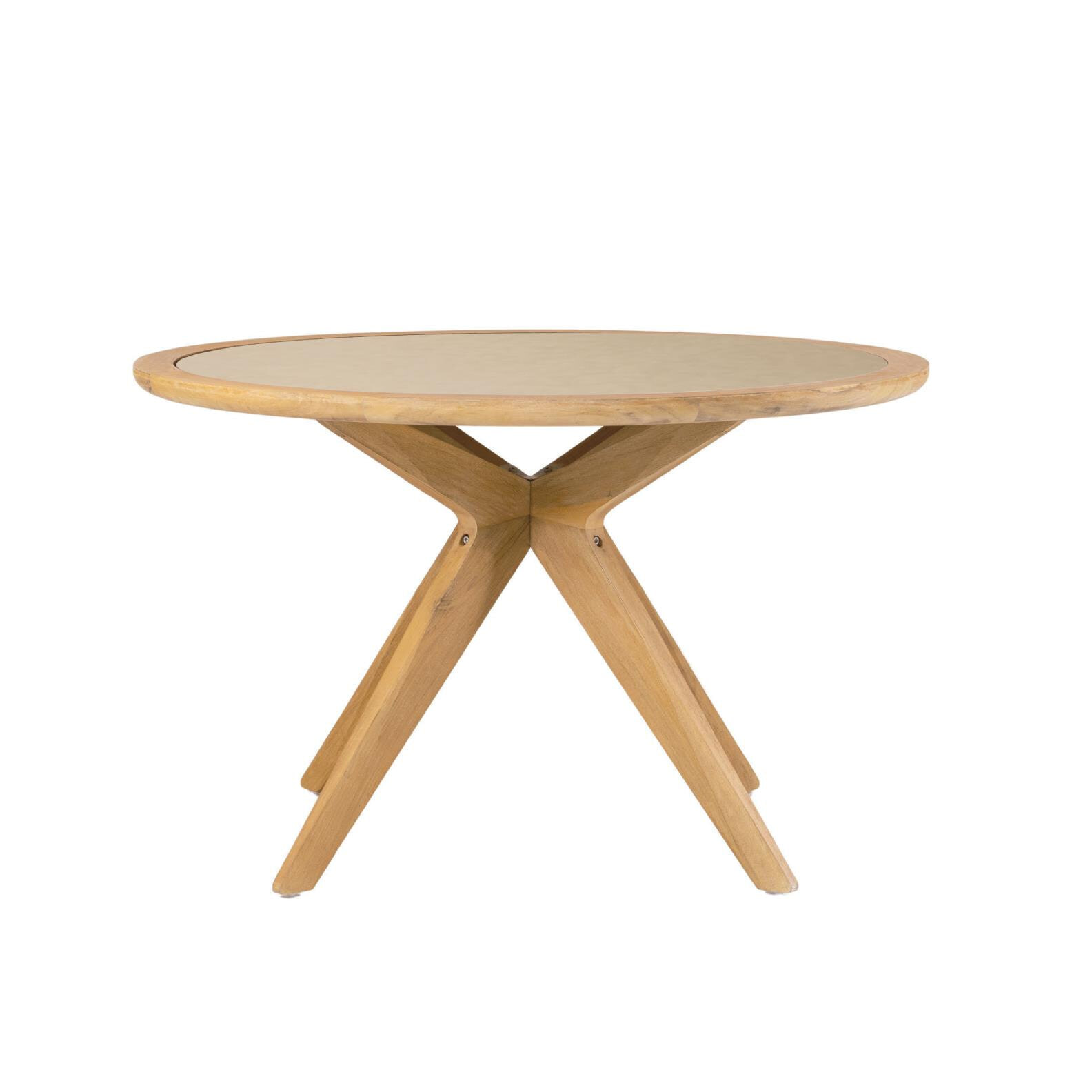 Kave Home Ronde Eettafel Julieta Massief Acacia / Polycement, 120cm - Beige