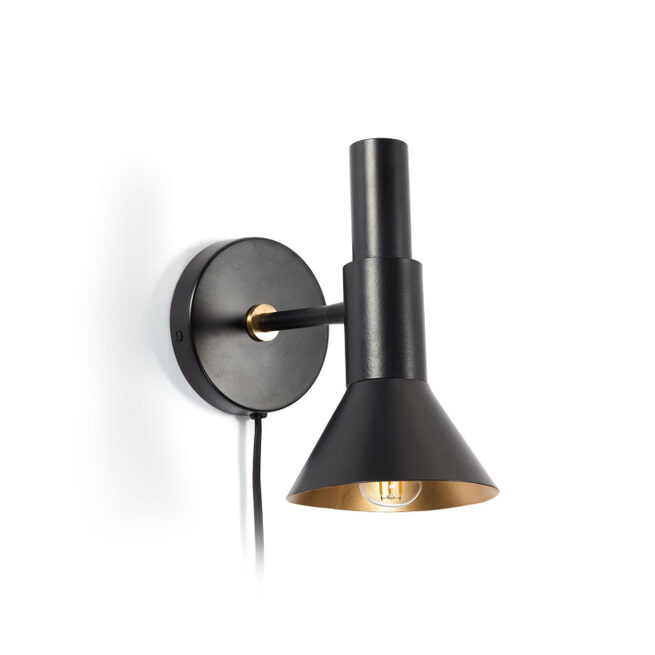 Kave Home Wandlamp 'Vyara' kleur Zwart/Brass