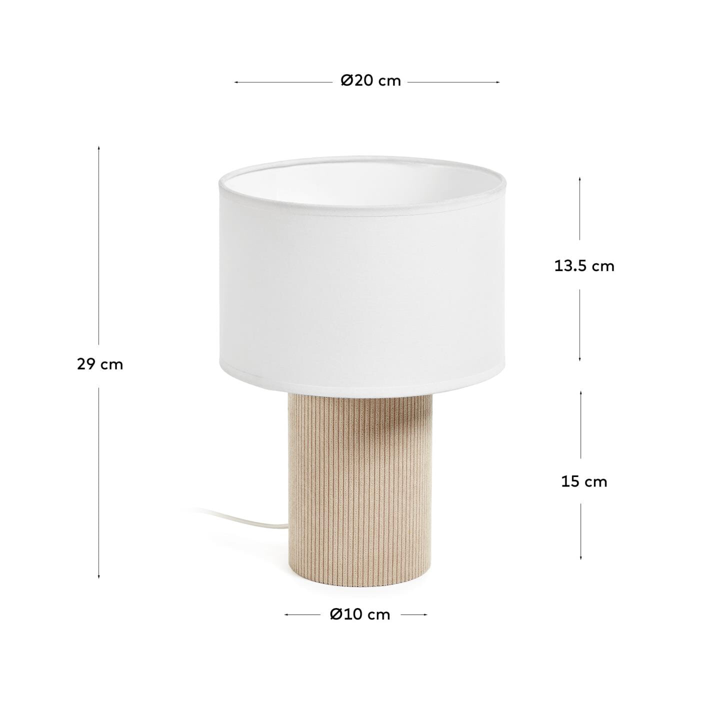 Kave Home Tafellamp 'Bianella' Corduroy, kleur Beige