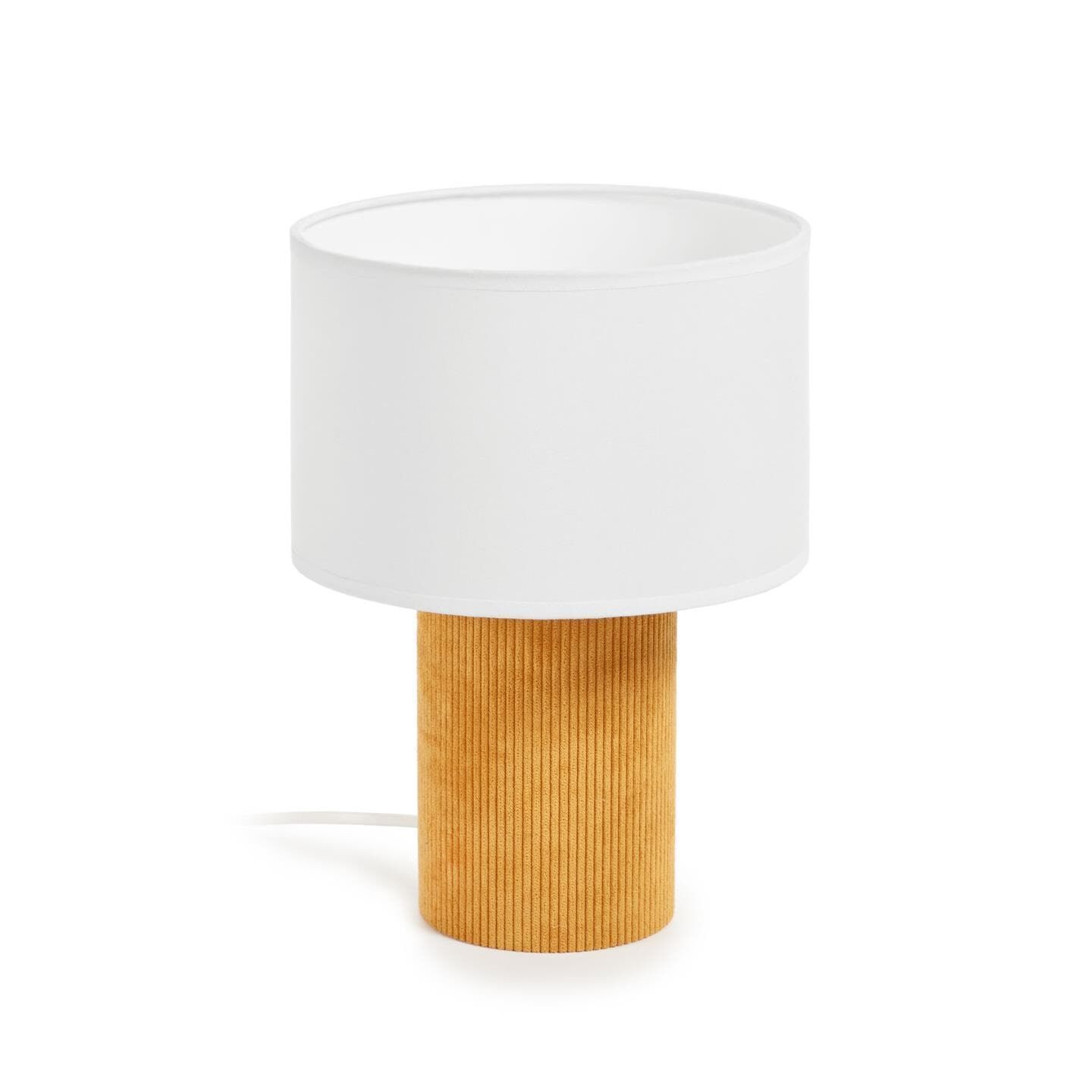 Kave Home Tafellamp 'Bianella' Corduroy, kleur Mosterdgeel