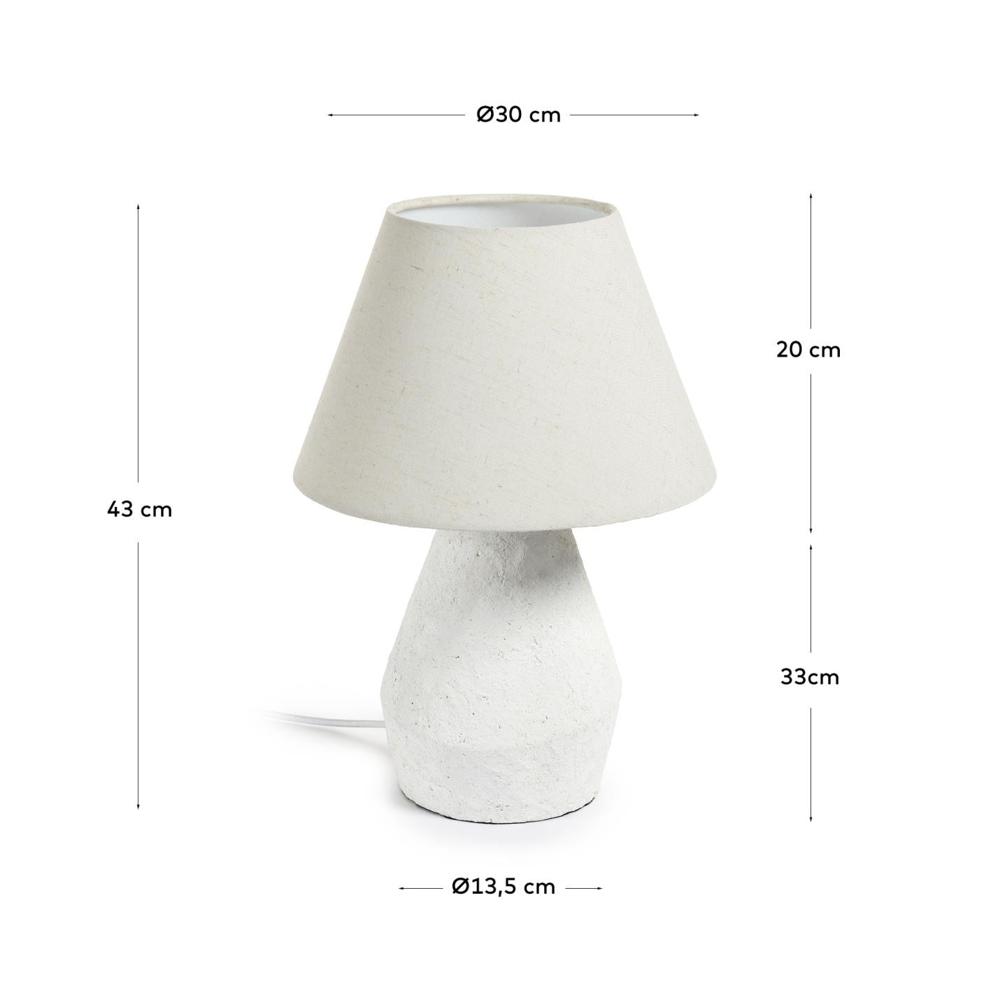 Kave Home Tafellamp 'Noara' Magnesium, kleur Wit