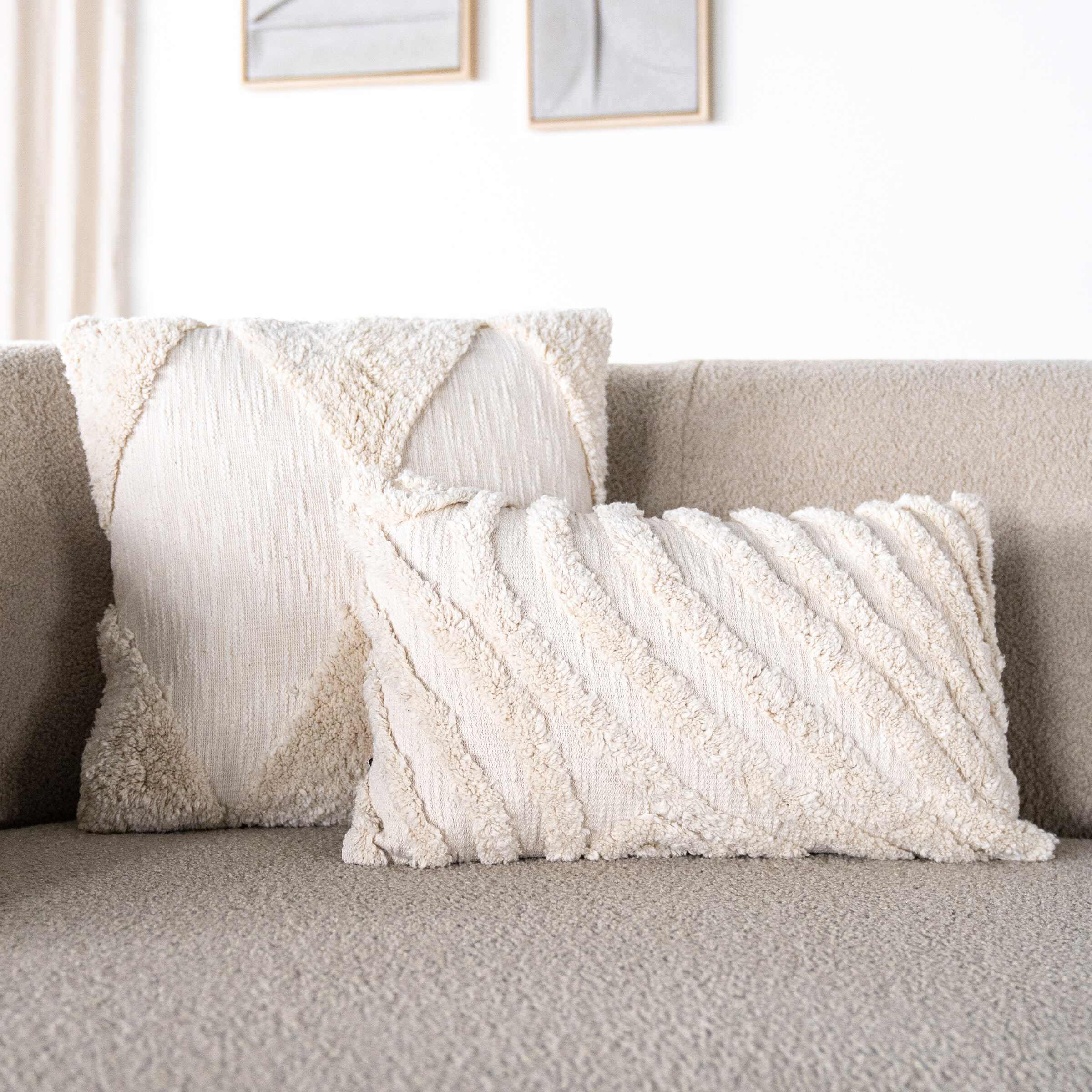 By-Boo Kussen 'Sabi' 30 x 50cm, kleur Off White