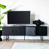 Eleonora TV-meubel 'Remi' Mangohout en metaal, kleur Zwart, 170cm