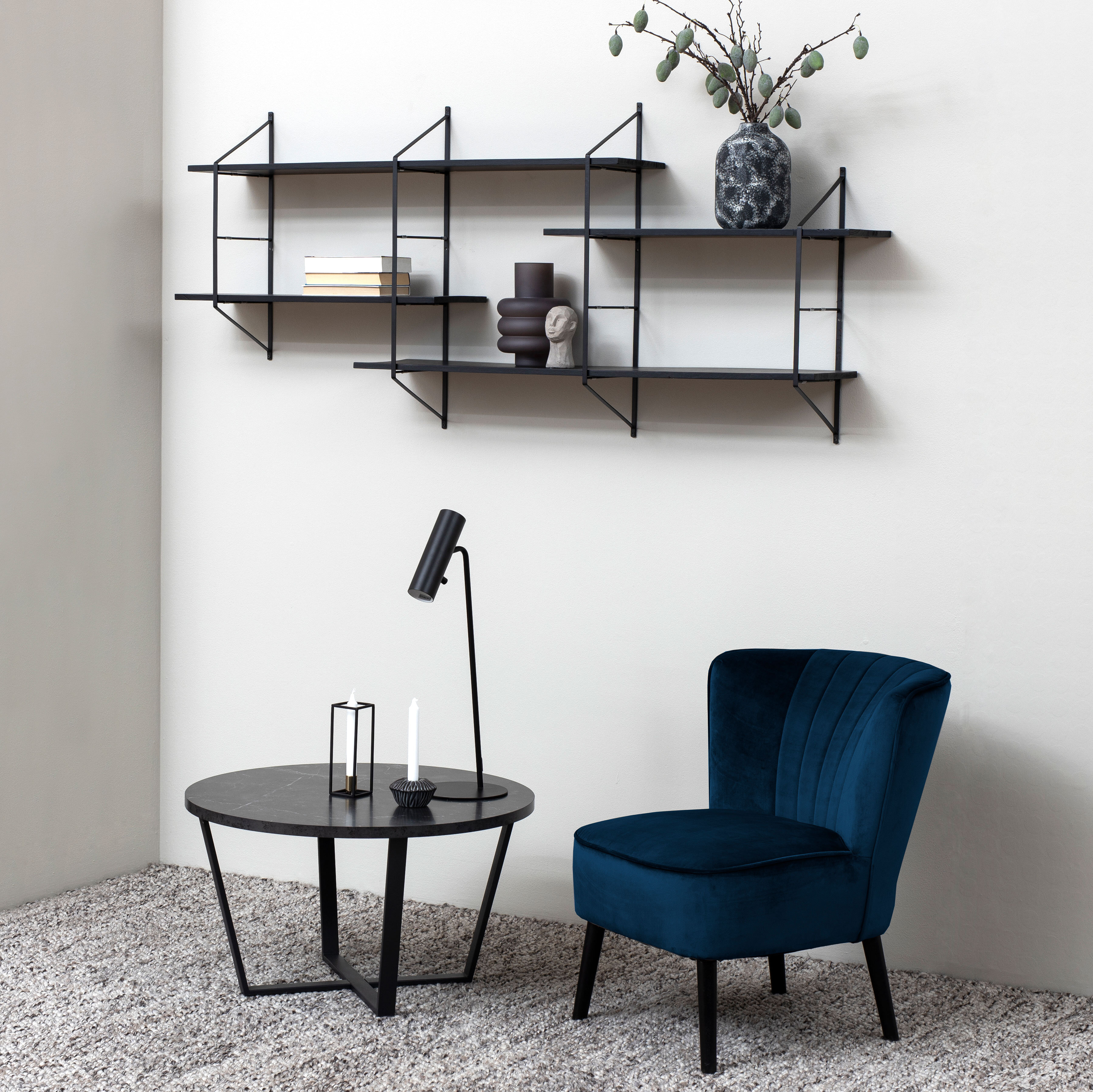 Bendt Ronde Salontafel 'Per' Zwart Marmerlook, Ø77cm