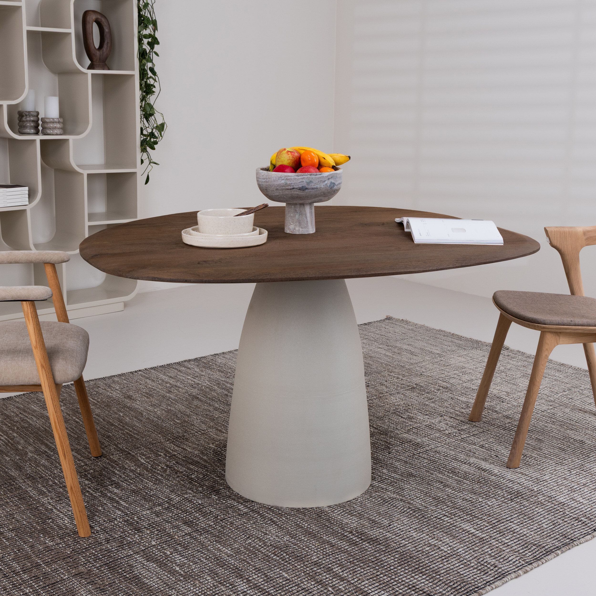 Brix Organische Eettafel 'Marron' Mangohout, 140 cm, kleur Ivoor