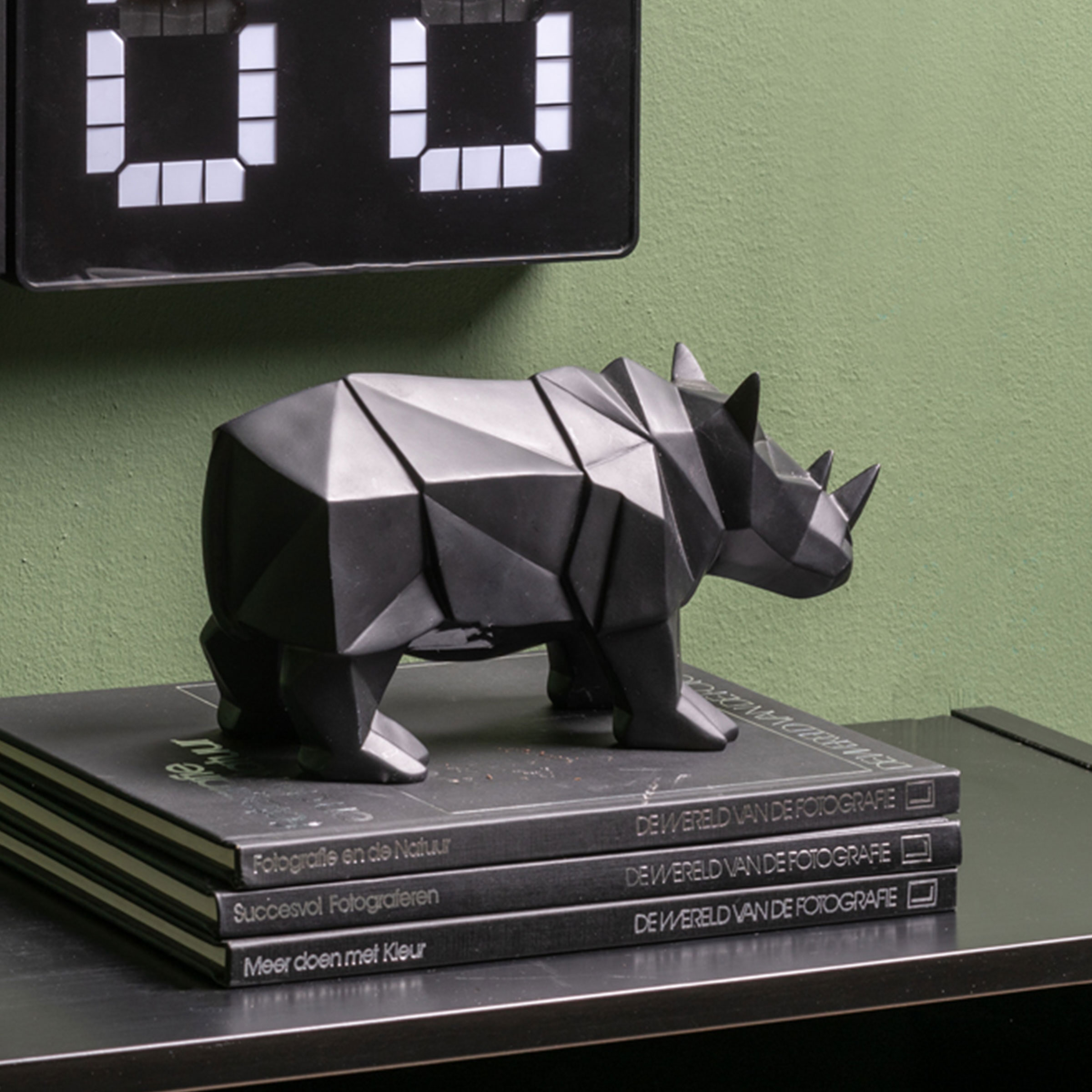 present time Ornament Origami Rhino - Zwart