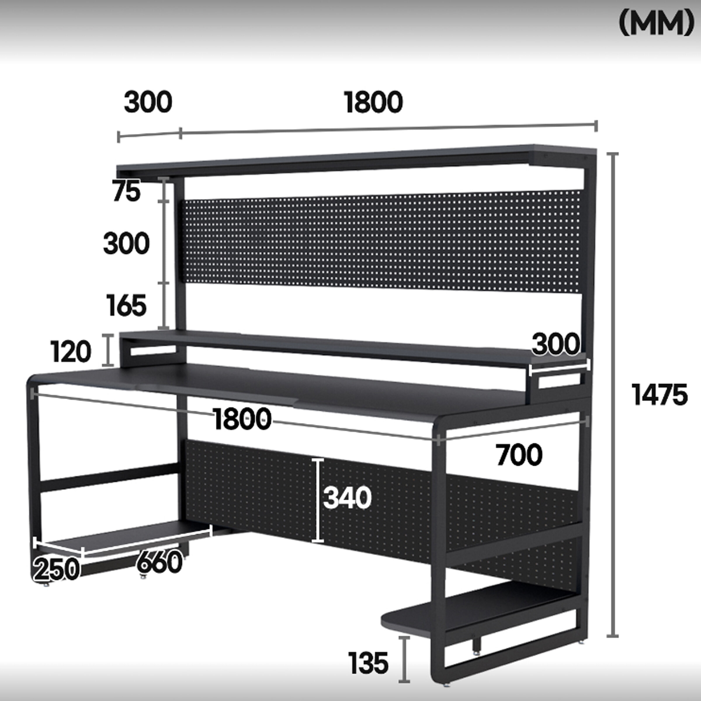 Artistiq Bureau 'Larssen' 180cm, kleur zwart