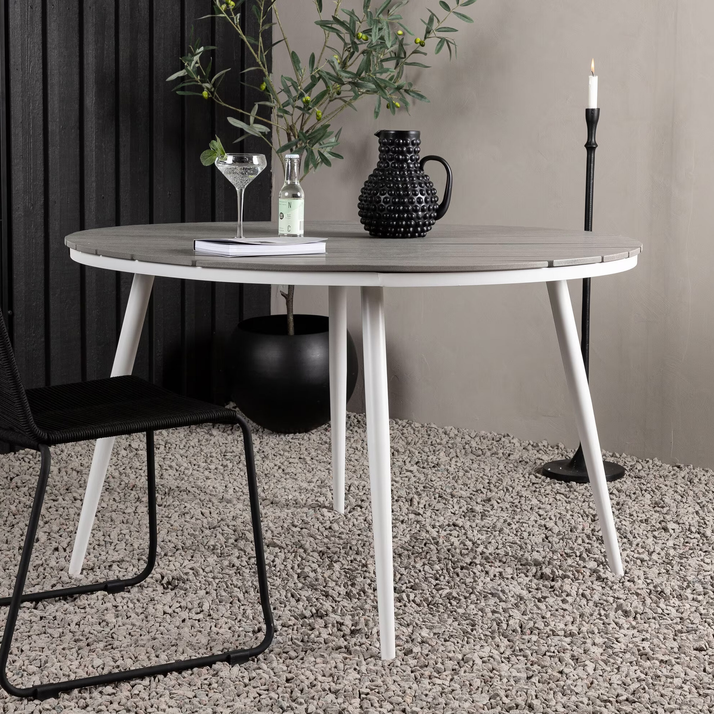 Nohr Ronde Tuintafel 'Erikka' Aintwood, kleur Wit/Grijs