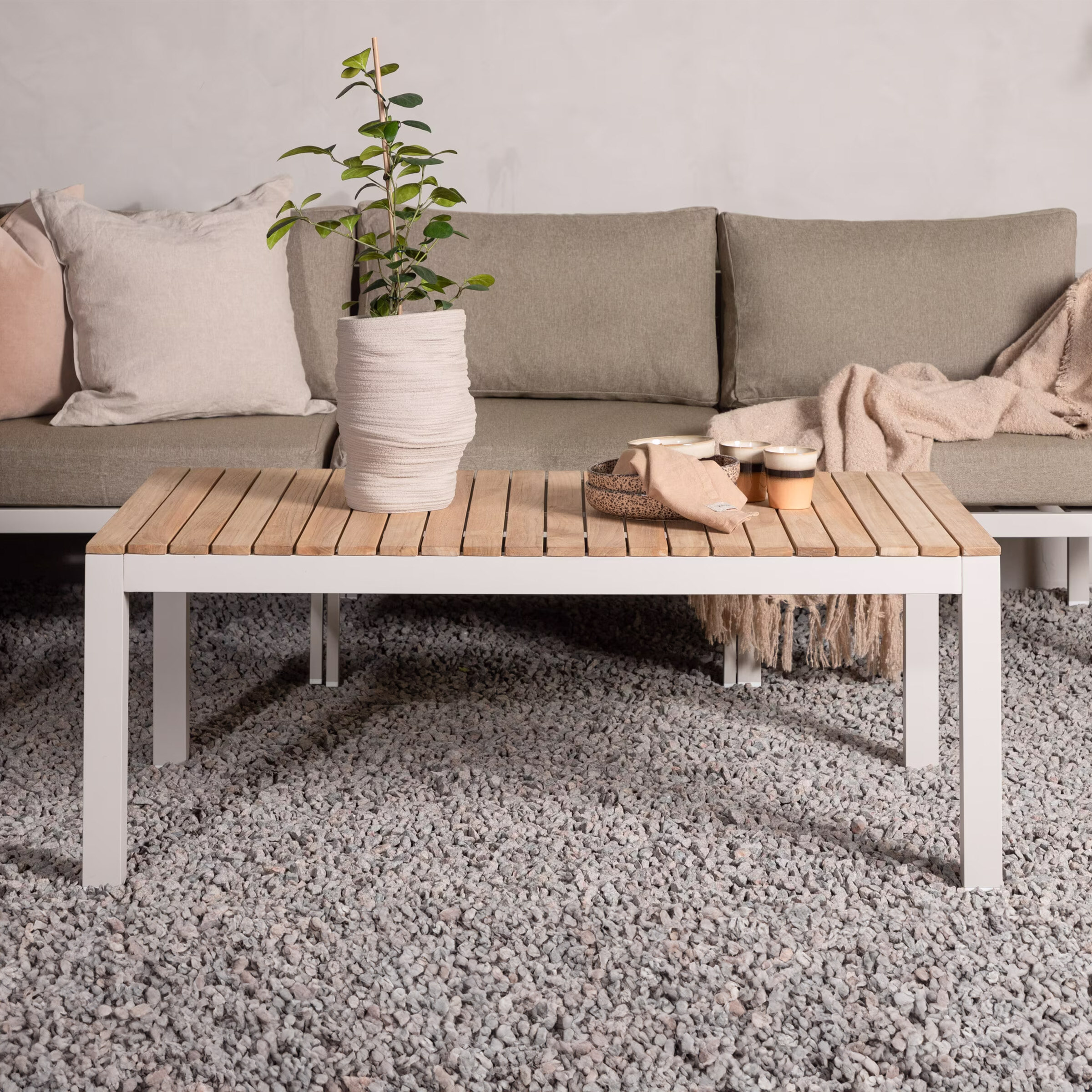 Nohr Loungetafel 'Markeia' Teakhout, 120 x 70cm, kleur Beige