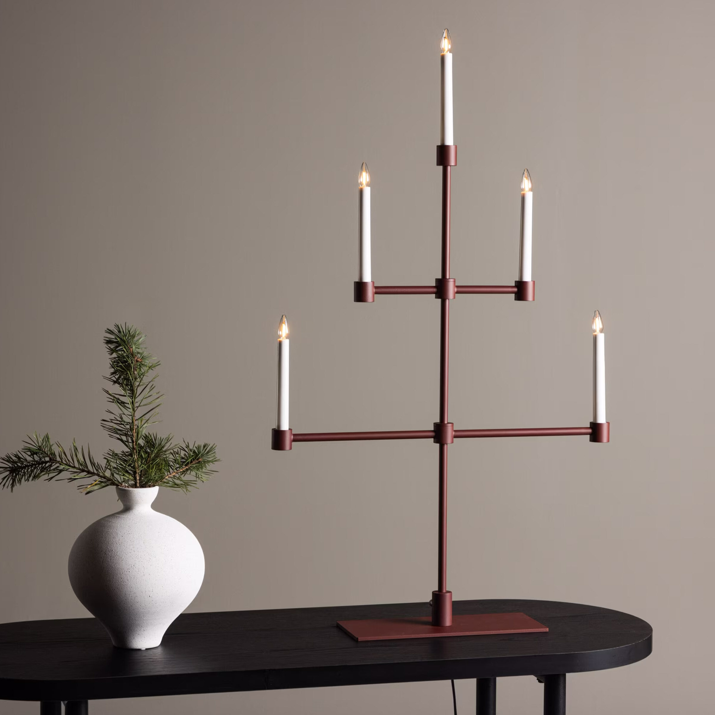 Nohr Tafellamp 'Cristopher' 5-lamps, kleur Donkerrood