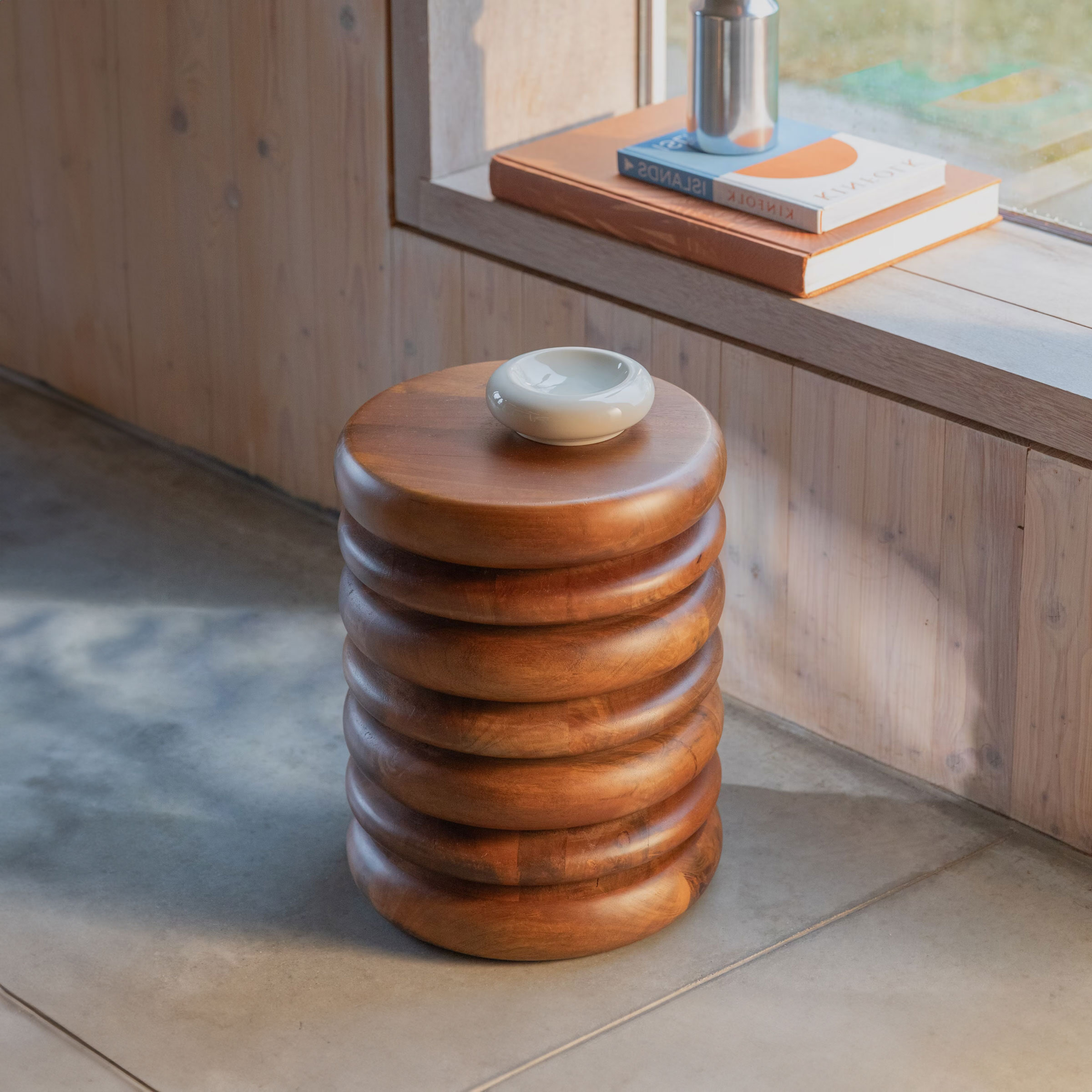 Zuiver Krukje/Bijzettafel 'Disc' Mangohout, 35cm