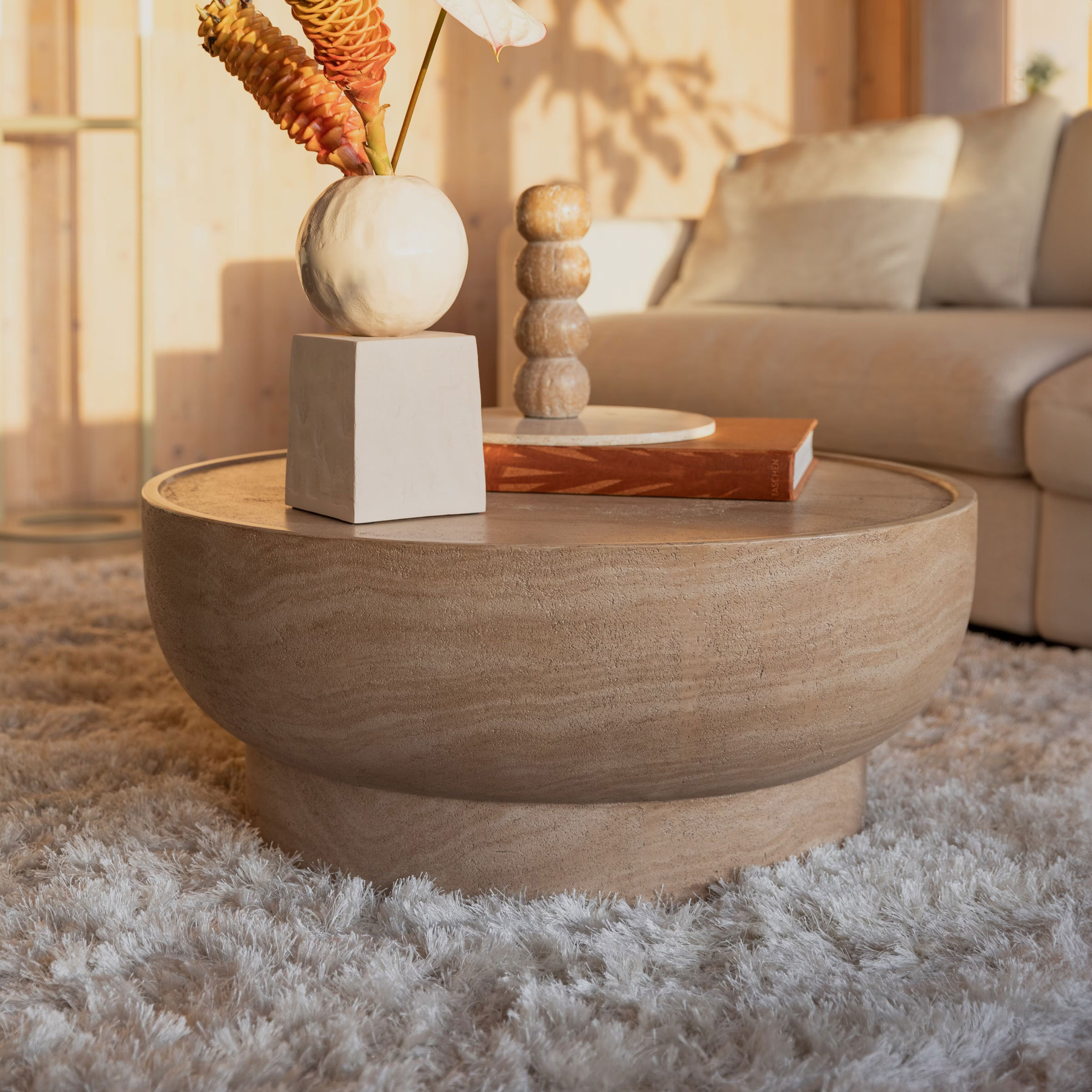 Zuiver Ronde Salontafel Noble Travertinlook, 80cm - Beige