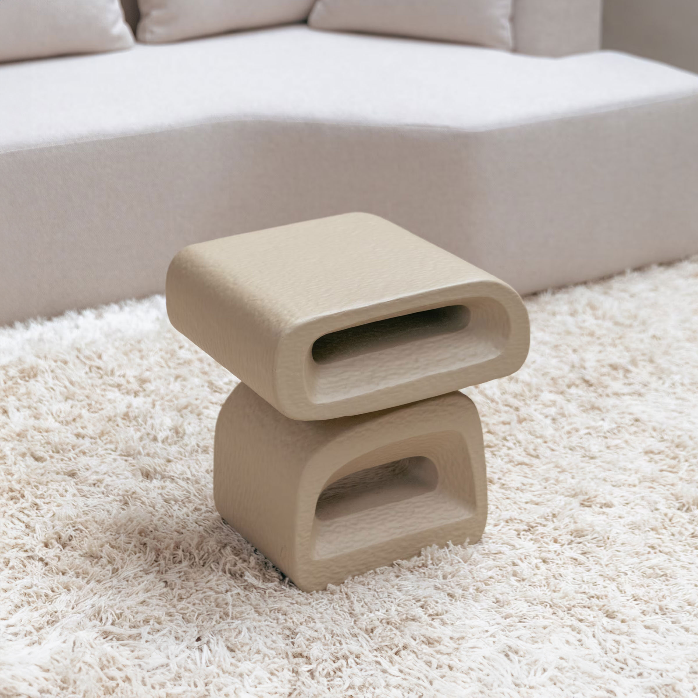 Zuiver Bijzettafel Eddy Resin, 43 x 35cm - Beige