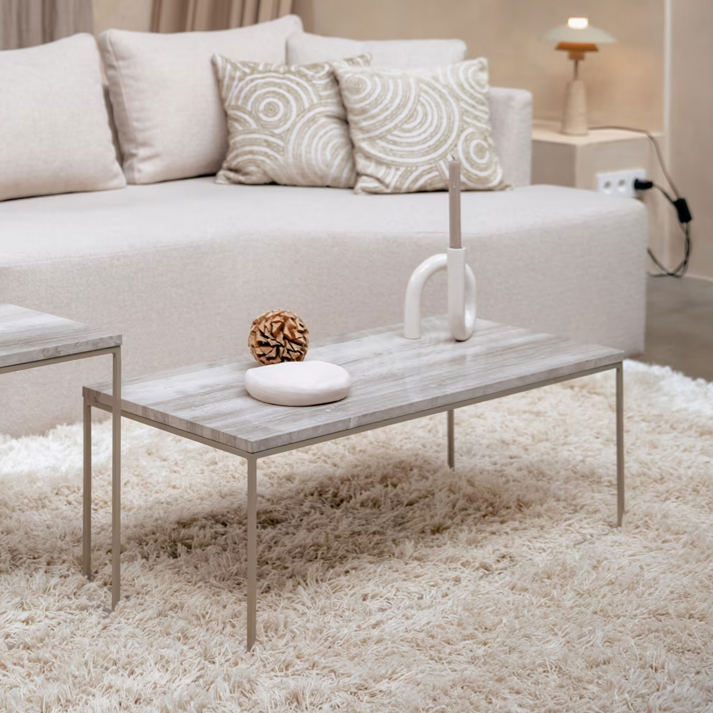 Zuiver Salontafel Stray Marmer, 91 x 41cm - Beige