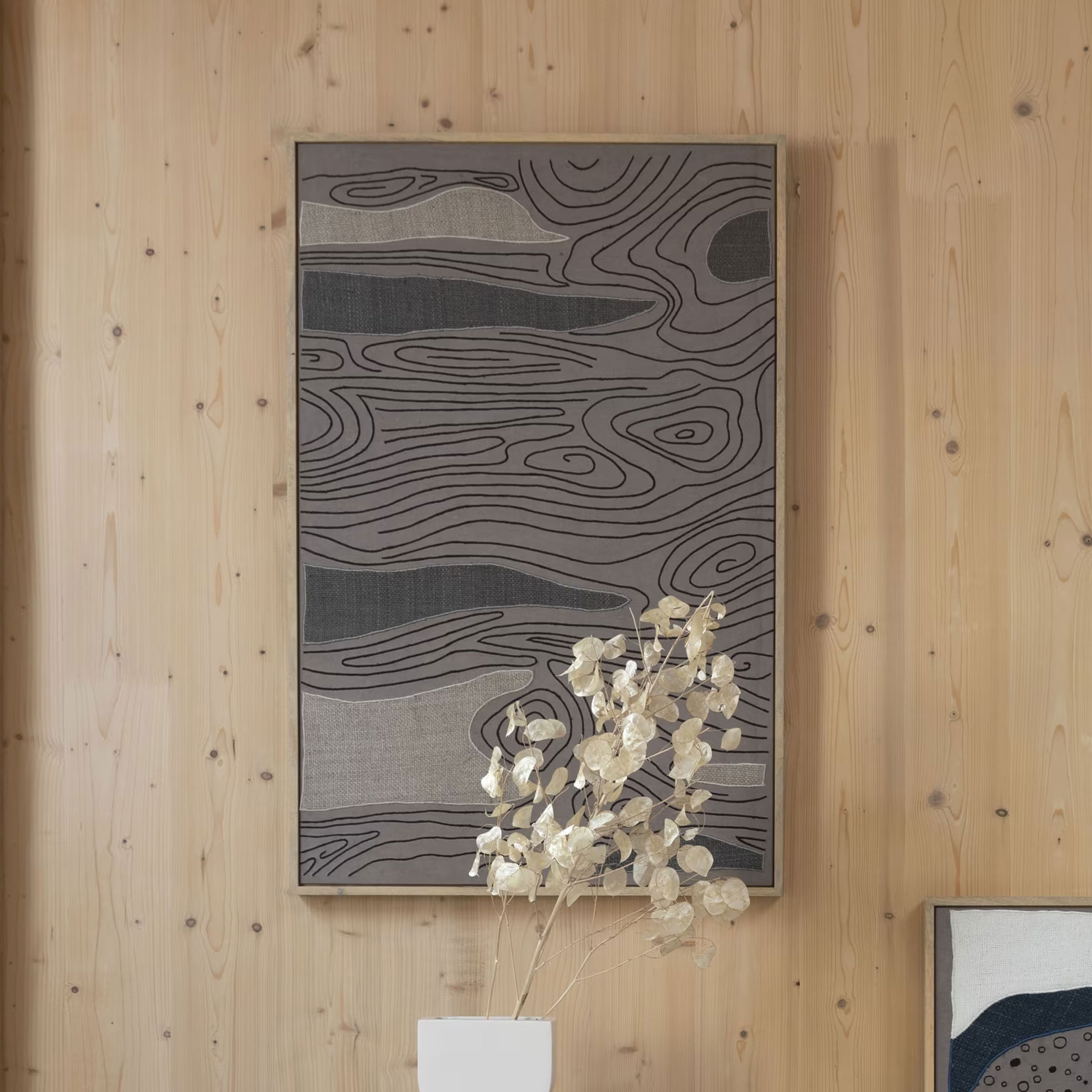 Zuiver Wanddecoratie 'Shallow' Mangohout en stof, 104 x 68cm